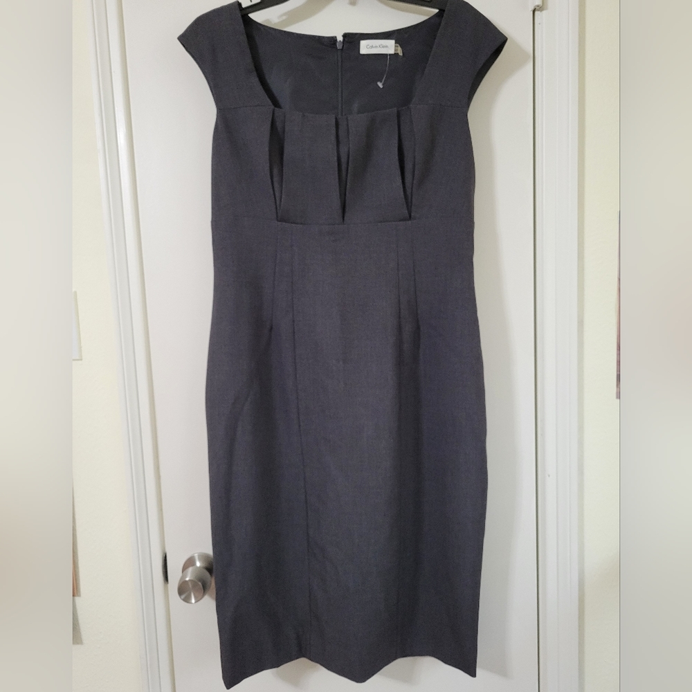 Calvin Klein charcoal gray sheath dress